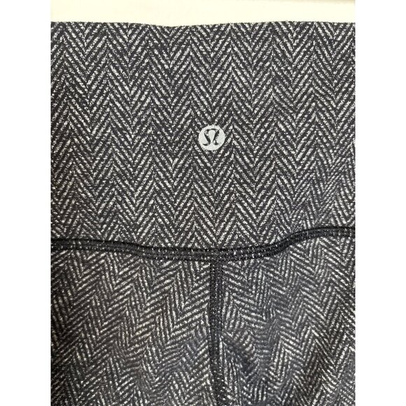 Lululemon Leggings Size 4 Black Gray Herringbone Lounge Comfort Workout Ankle - Picture 7 of 7